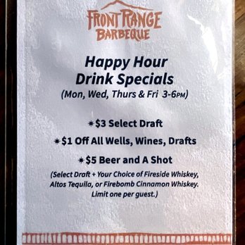 Front Range Barbeque - Happy Hour Details (1 of 2) - Barbeque Near Me - Colorado Springs, Colorado