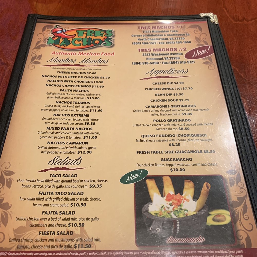 Tres Machos - Menu - Mexican Near Me - Richmond, Virginia Tres Machos - Menu - Mexican Near Me - Richmond, Virginia