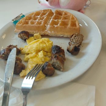 Aloha Stacks - Kids meal with waffle, egg, and two sausage links - Pancakes Near Me - Cerritos, California Aloha Stacks - Kids meal with waffle, egg, and two sausage links - Pancakes Near Me - Cerritos, California