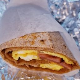 Ham egg and cheese wrap. Very small. This photo is of 1/2 of it. Ham egg and cheese wrap. Very small. This photo is of 1/2 of it.