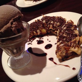 Sushi Island - Fried banana w. chocolate ice cream (front) and fried cheesecake with red bean ice cream (back) I love the little smiley face! - Sushi Bars Near Me - Elmhurst, New York