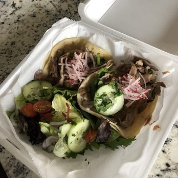 Cahill Bistro - Pulled pork tacos with house salad. - Latin American Near Me - Edina, Minnesota