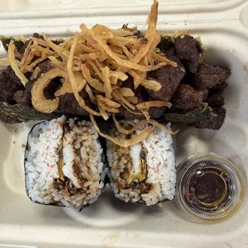 Yelp Elite Experience: Musubi Square - Korean bbq short ribs taco musubi and crispy soft shell crab musubi - Yelp Events Near Me - Anaheim, California Yelp Elite Experience: Musubi Square - Korean bbq short ribs taco musubi and crispy soft shell crab musubi - Yelp Events Near Me - Anaheim, California