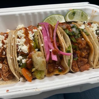 Xochi - L to R: Chicken, Brussels Sprouts, Pork, Pork Rinds, Poblano Peppers - Food Trucks Near Me - Issaquah, Washington Xochi - L to R: Chicken, Brussels Sprouts, Pork, Pork Rinds, Poblano Peppers - Food Trucks Near Me - Issaquah, Washington