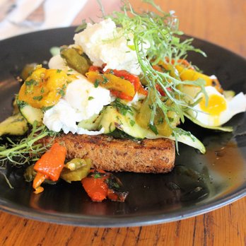 Rosie - Sprouted bread with smashed egg, courgette and capsicum salsa - Cafes Near Me - Auckland, AUK Rosie - Sprouted bread with smashed egg, courgette and capsicum salsa - Cafes Near Me - Auckland, AUK
