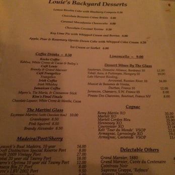 Louie's Backyard - Dessert menu - New American Near Me - Key West, Florida