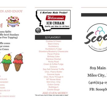 Scoop MT - the menu for the ice cream shop - Ice Cream & Frozen Yogurt Near Me - Miles City, Montana Scoop MT - the menu for the ice cream shop - Ice Cream & Frozen Yogurt Near Me - Miles City, Montana