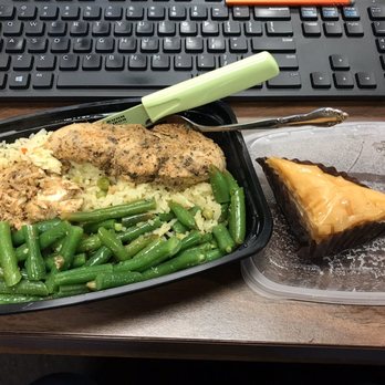 Odeh’s Mediterranean Kitchen - Chicken with rice and green beans ~ the baklava was delicious, too! - Mediterranean Near Me - High Point, North Carolina