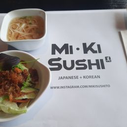 Salad and noodle soup
