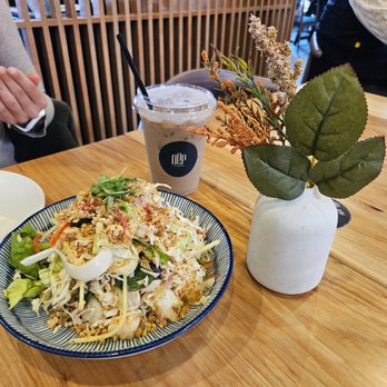 NEP Cafe - coconut ube coffe ($7) + shrimp salad ($14) - Breakfast & Brunch Near Me - Irvine, California NEP Cafe - coconut ube coffe ($7) + shrimp salad ($14) - Breakfast & Brunch Near Me - Irvine, California