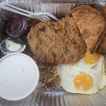 Abracadabra's Twin Falls - Chicken Fried Steak with sunny side up egg and sourdough bread - Breakfast & Brunch Near Me - Twin Falls, Idaho Abracadabra's Twin Falls - Chicken Fried Steak with sunny side up egg and sourdough bread - Breakfast & Brunch Near Me - Twin Falls, Idaho