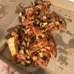Domino's Pizza - This is how Dominoes gave me my pizza in Asheville NC. The 1269 Tunnel Rd location.