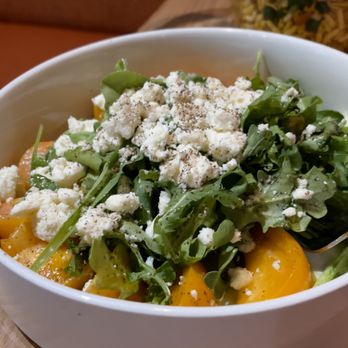 Aurum - BLUSH - $13.95 -HEIRLOOM TOMATO SALAD mizuna, feta, cucumber, black olive dust - Indian Near Me - Los Altos, California Aurum - BLUSH - $13.95 -HEIRLOOM TOMATO SALAD mizuna, feta, cucumber, black olive dust - Indian Near Me - Los Altos, California