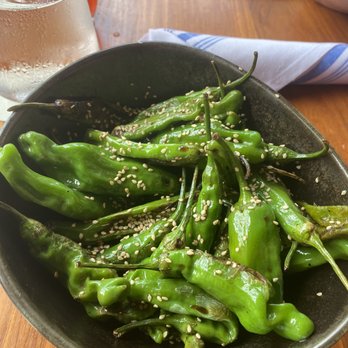 La Hiki - BLISTERED SHISHITO PEPPERS (V & GF) Sesame, Soy, Champagne Vinegar - Breakfast & Brunch Near Me - Kapolei, Hawaii
