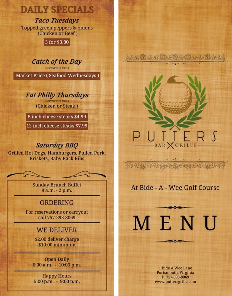 PUTTER’S BAR & GRILLE Updated August 2024 1 BideAWee Dr