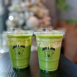 Jade & Java Cafe - Matcha with banana cream & matcha w/ crème brûlée
