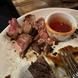 Over half the steak for two was left on our plates as it was too tough to cut let alone chew.