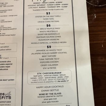 STK Steakhouse - Happy hour menu - Venues & Event Spaces Near Me - Phoenix, Arizona STK Steakhouse - Happy hour menu - Venues & Event Spaces Near Me - Phoenix, Arizona