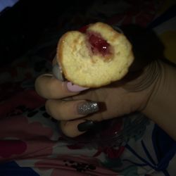 Dunkin' - Already ate half. This little nick was the only jelly in it Munchkins Donut Hole Treats