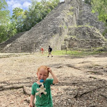Zona Arqueológica de Cobá - Two year old had a GREAT visit!!! We loved the Mayan taxi ride!!! This is Nohoch Mul pyramid - Landmarks & Historical Buildings Near Me - Cobá, ROO