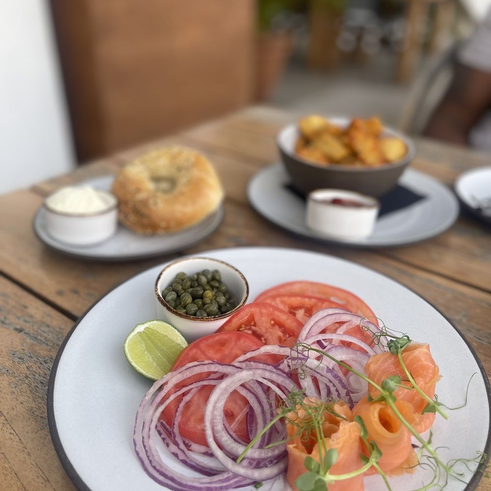 Market at EDITION - Smoked Salmon Plate, Bagel, Cream Cheese, Capers, Onions & Sliced Tomato - Coffee & Tea Near Me - Miami Beach, Florida Market at EDITION - Smoked Salmon Plate, Bagel, Cream Cheese, Capers, Onions & Sliced Tomato - Coffee & Tea Near Me - Miami Beach, Florida