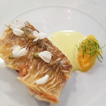 L'Agapé - Flaky fish, delicious but needed a wee bit of salt.  It was paired with a light red, which was a lovely surprise. - French Near Me - Paris, 75