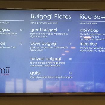 Gumii - Electronic menu 2-of-3. Prices shown as of August 2018. Prices subject to change. - Korean Near Me - Naperville, Illinois Gumii - Electronic menu 2-of-3. Prices shown as of August 2018. Prices subject to change. - Korean Near Me - Naperville, Illinois
