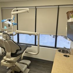 F & M Upholstery - Dental treatment room with new window treatments