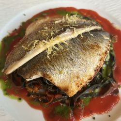 Le Potager - Seabreem over squid ink pasta
