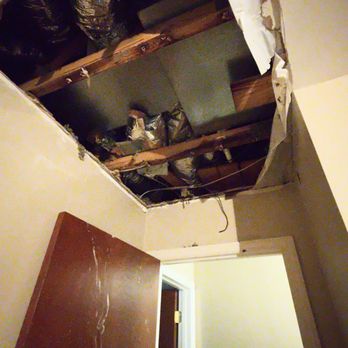 Trinity Mechanical Solutions - photo from today 7/12/26, roofer cut the ceiling, too much water causing ceiling to almost fall down - Heating & Air Conditioning/HVAC Near Me - Concord, North Carolina