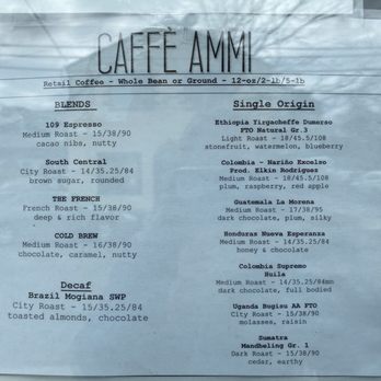 Caffè Ammi Roasting - Retail coffee menu - Coffee Roasteries Near Me - Pelham, New York