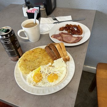 Maria's Eatery - a breakfast of eggs, bacon, toast, and coffee - Breakfast & Brunch Near Me - East Bernard, Texas