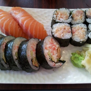Musashi's - Half California roll, spicy tuna roll, and two salmon sushi - Sushi Bars Near Me - Seattle, Washington