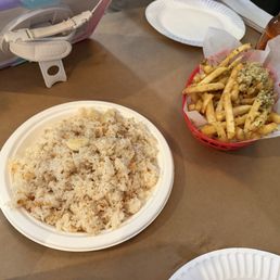 Garlic rice and fries Garlic rice and fries