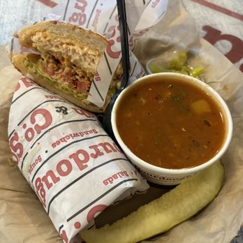 Sourdough & Co - Crispy Chicken Sandwich with a side of fire roasted vegetable soup. - Sandwiches Near Me - Oakdale, California Sourdough & Co - Crispy Chicken Sandwich with a side of fire roasted vegetable soup. - Sandwiches Near Me - Oakdale, California