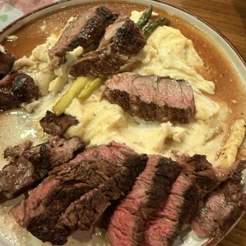 The Barrel Room - ribeye mashed potatoes and asparagus - Bars Near Me - Enterprise, Alabama The Barrel Room - ribeye mashed potatoes and asparagus - Bars Near Me - Enterprise, Alabama