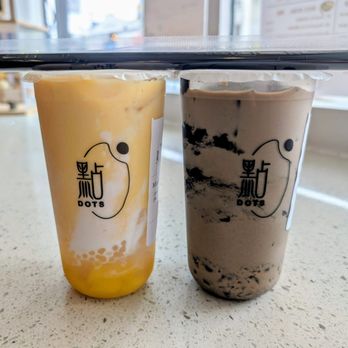 Dots Boba - Mango Coco Sago and Black Sesame Milk Tea - Bubble Tea Near Me - San Francisco, California