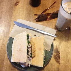 Cafe Noma - Pork belly sandwich & iced coffee.