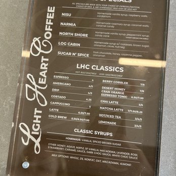 Light Heart Coffee - Drink menu - Coffee & Tea Near Me - Gilbert, Arizona