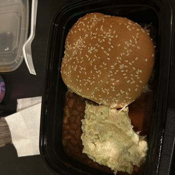 Big Brotha BBQ - Pulled pork sandwich with baked beans and potato salad - Food Trucks Near Me