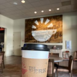 The Perk - Inside Rose white mocha latte. Artwork-coffee cup.