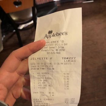 Applebee's Grill + Bar - The receipt - American Near Me - Forestville, Maryland