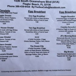 By The Sea Cafe - Breakfast menu
