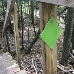Tannery Falls - Follow green diamond. Blue is Memorial Falls