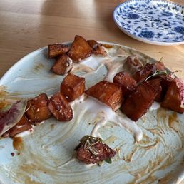 Sweet potatoes appetizer half eaten of course! Sweet potatoes appetizer half eaten of course!