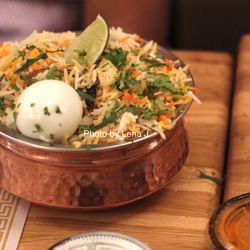 Namaste Flavours - Vijayawada Biryani with Lamb ($16.99) - Flavored Basmati Rice cooked with Vijayawada sauce, cashews, herbs, and spices