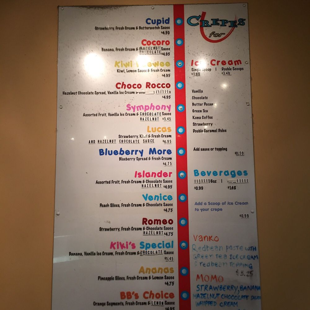 Crepes 4 U - Menu board - Creperies Near Me - Plano, Texas