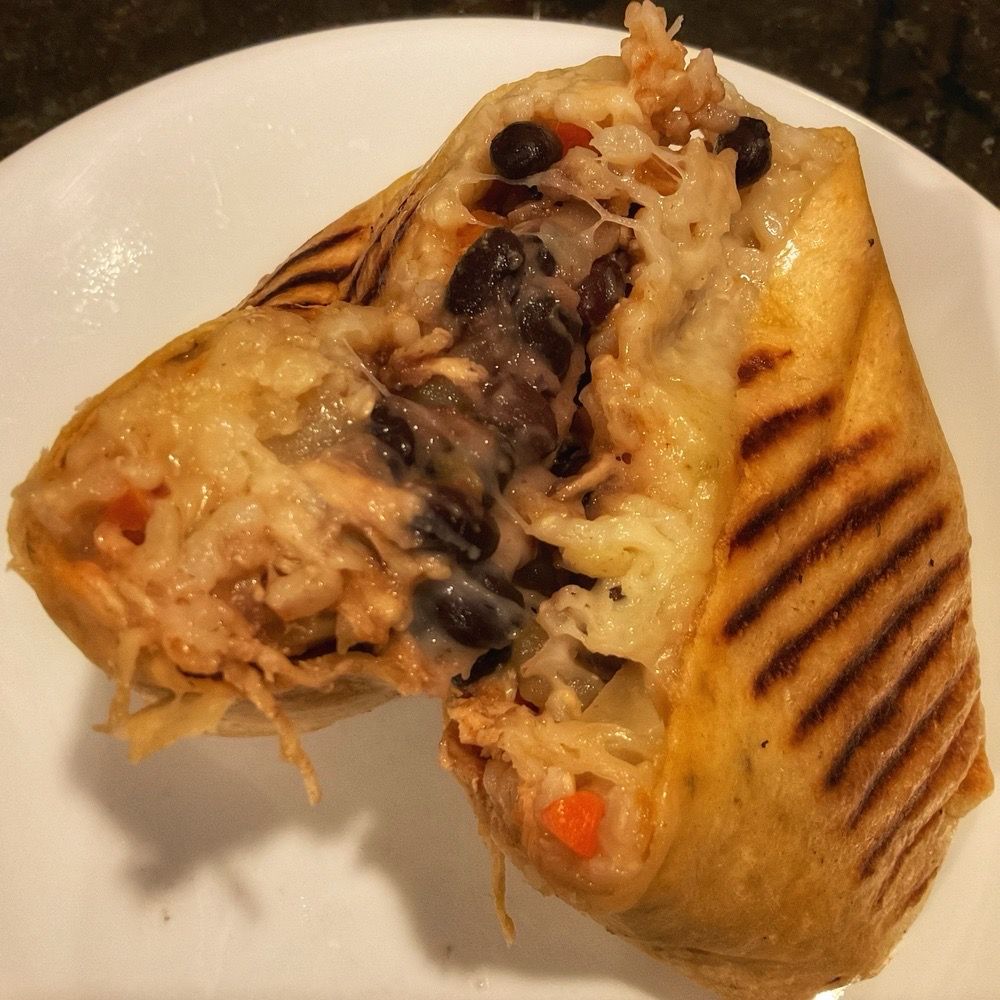 "The Secret Spot" - $15.78  Filled with black beans, brown rice, carrots, cheese, and chicken.