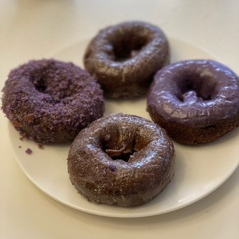 Happy Donuts - Ube donuts -- glazed, crumb and frosted. - Donuts Near Me - Oakland, California