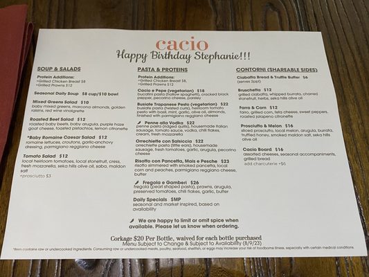 Menu photo 8 Cacio Sacramento, CA Menu photo 8 Cacio Sacramento, CA
